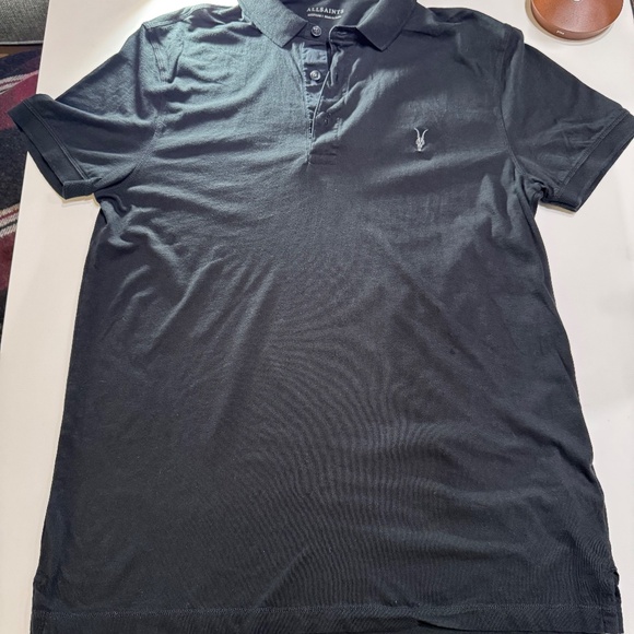 AllSaints Vidal Youth/Teen Polo Shirt Regular Fit Short Sleeve Black Size M - Picture 5 of 10
